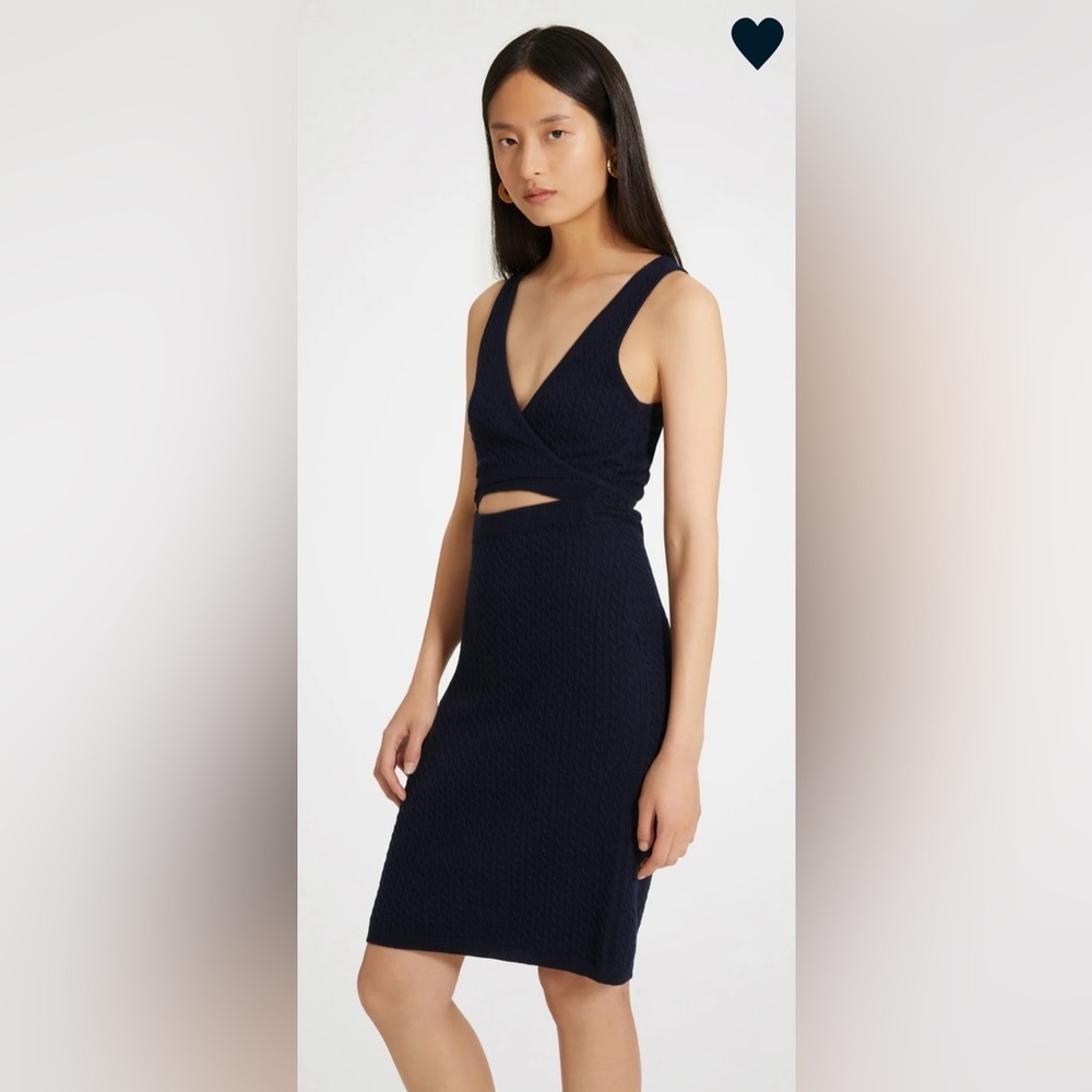 Euc Patou- Wrap Front Cable Knit Dress In Navy Blue. Size S — image 2 of 8